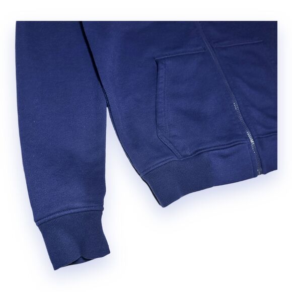 VTG 80s 90s Nike Big Swoosh Full Zip Hoodie Navy White Unisex S-M Colorblock - Picture 9 of 13